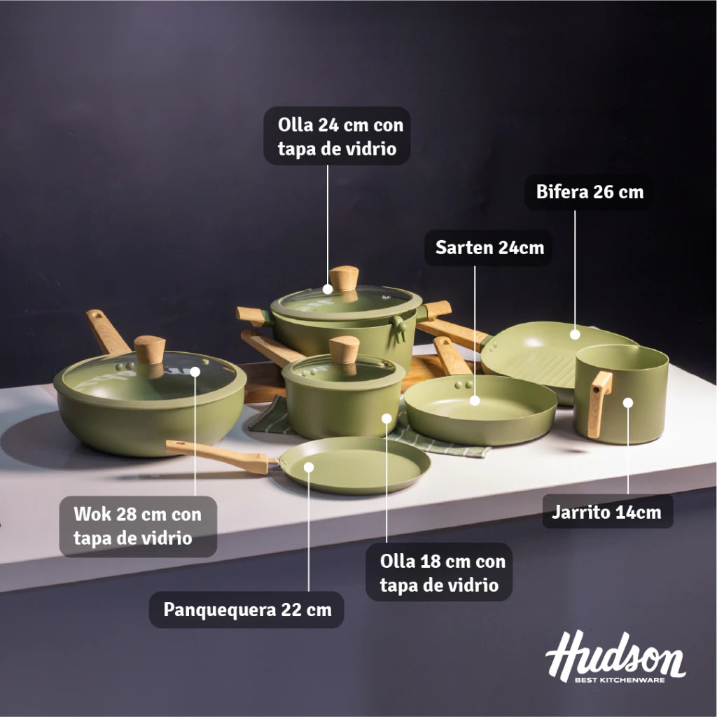 Batería Olive de 10 Piezas de Aluminio c/ Antiadherente