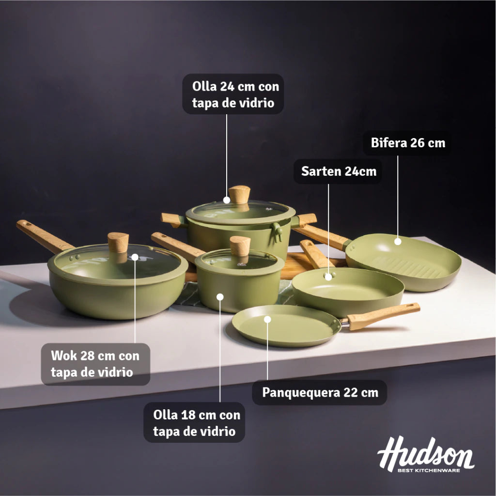 Batería Olive 9 Piezas de Aluminio c/ Antiadherente