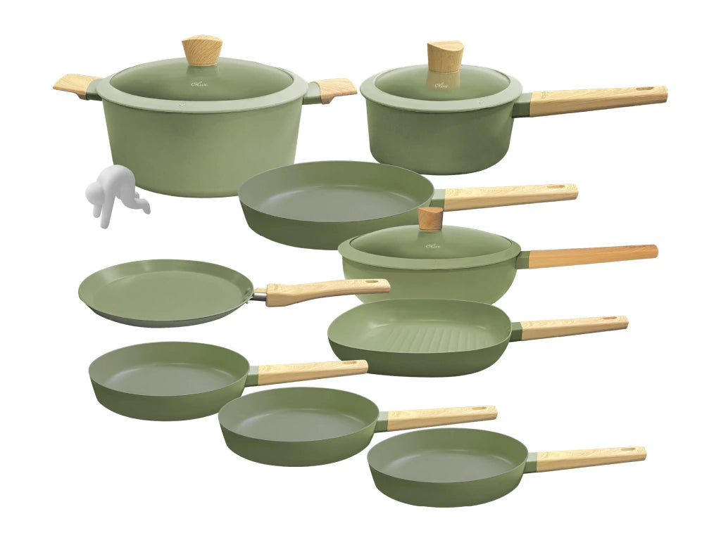Batería Olive de 12 Piezas de Aluminio c/ Antiadherente