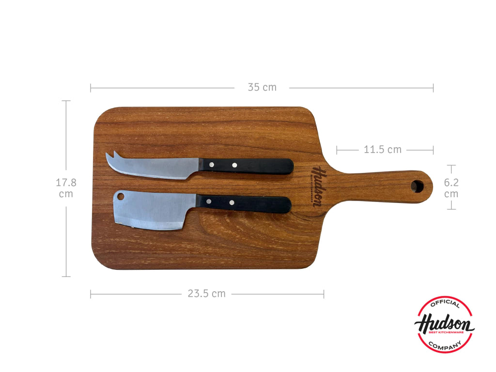 Set Tabla de madera + 2 Cuchillos Profesionales de Queso