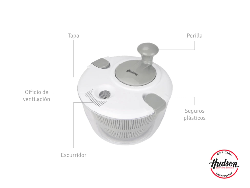 Centrifugador Plastico para Verduras 5 lts Escurridor y Seguros Plásticos