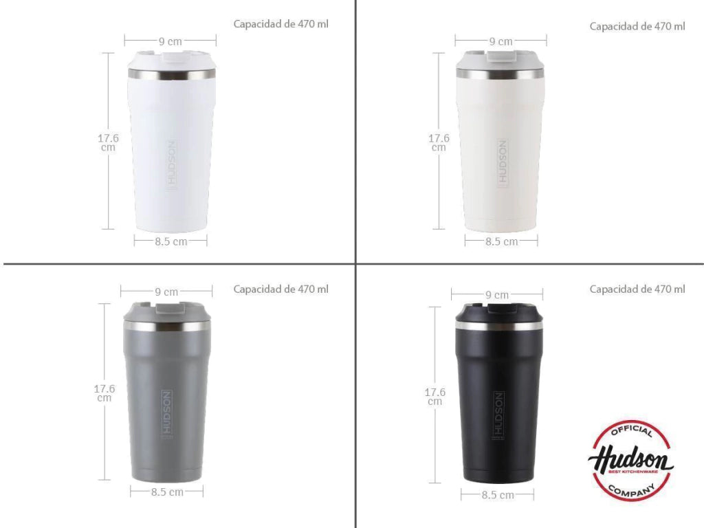 Vasos Térmicos de Café 470cc con interior de Acero Pulido