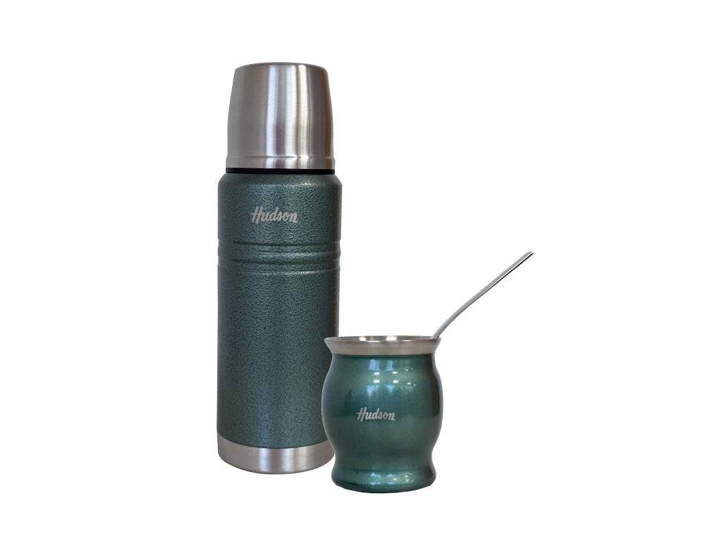 Set De Termo 750ml + Mate Copa Acero Inoxidable Verde