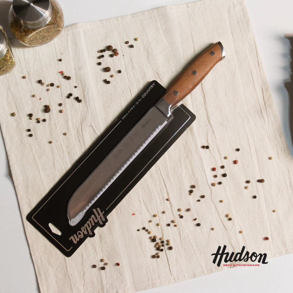 Cuchillo para Pan de Acero Inoxidable con Mango de Madera