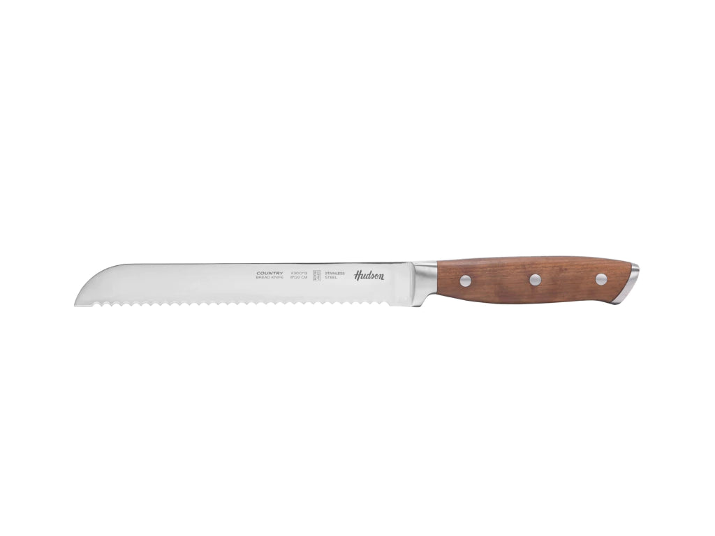 Cuchillo para Pan de Acero Inoxidable con Mango de Madera