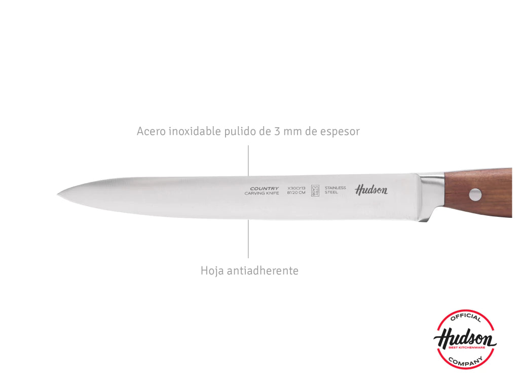 Cuchillo Trinchador Acero Inoxidable Mango Madera