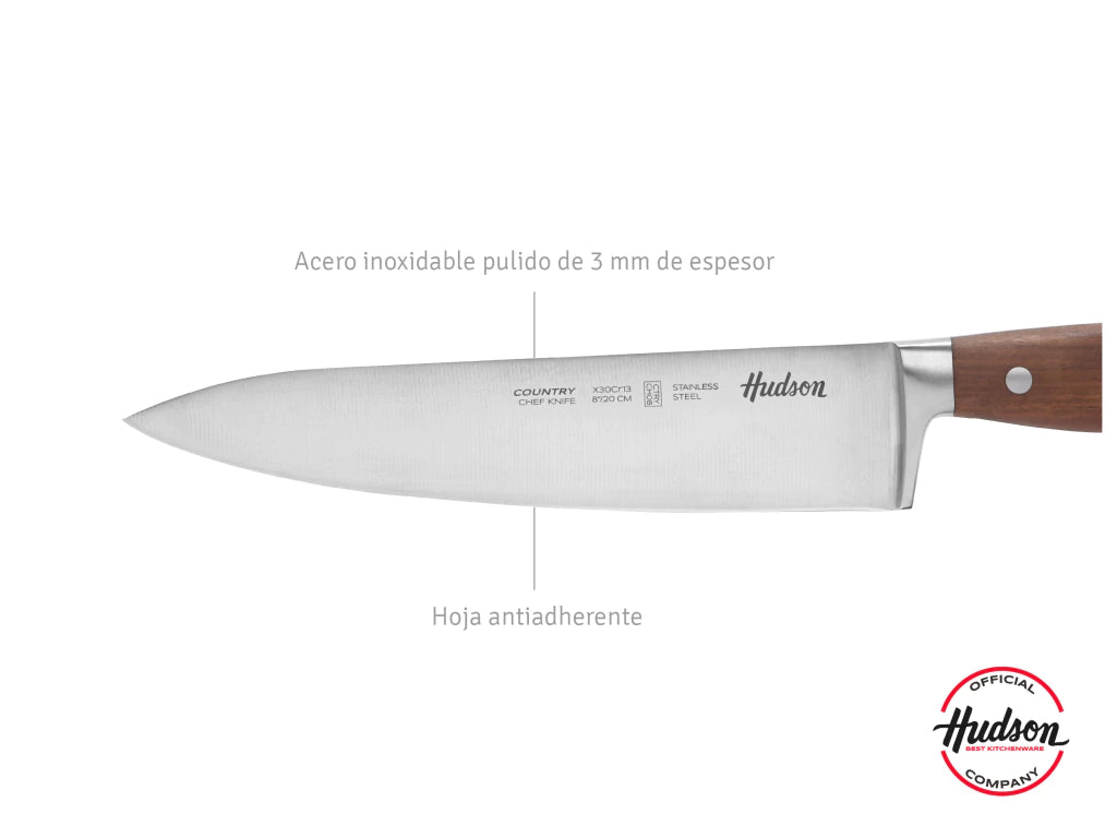 Cuchillo Chef 8 Acero Inoxidable Mango Madera