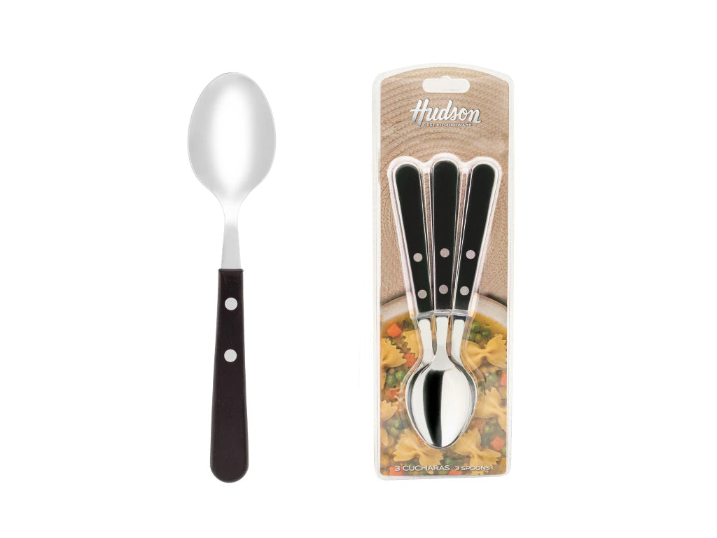Pack x3 Cuchara Daily de Acero Inoxidable + Mango Negro de Plástico