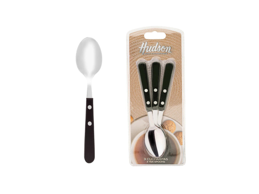 Pack x3 Cuchara De Té Daily de Acero Inoxidable + Mango Negro de Plástico