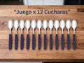Pack x12 Cucharas Basic de Acero Inoxidable + Mango Azul de Plástico