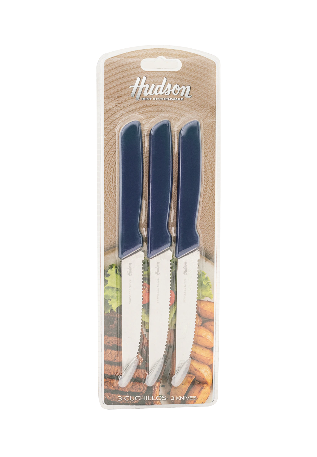 Pack x12 Cuchillos de Acero Inoxidable + Mango Azul de Plástico