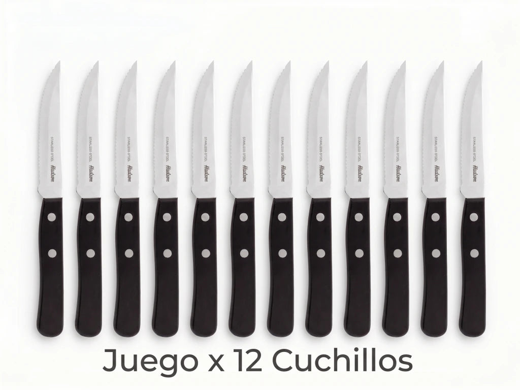 Pack x12 Cuchillos Daily de Acero Inoxidable + Mango Negro de Plástico