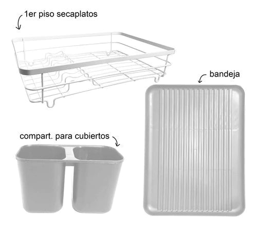 Secaplatos Escurridor Acero Hudson 1 Piso Bandeja Cocina Bz3 Color Blanco Sp09