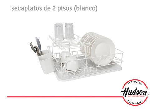 Escurridor de Platos Acero reforzado 2 pisos Blanco