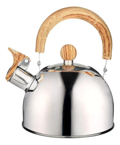 Pava Acero Inoxidable 1.5 L Pico Silbador Mango Madera