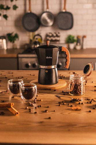 Cafetera Esmaltada Italiana Gris Moka 6 Pocillos