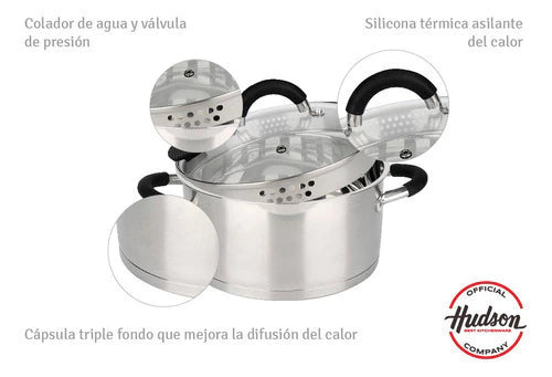 Batería de Acero Inoxidable 6 piezas + Cafetera Acero Pulido 6 Pocillos