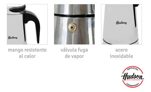 Cafetera Italiana de Acero Inoxidable p/ 9 pocillos