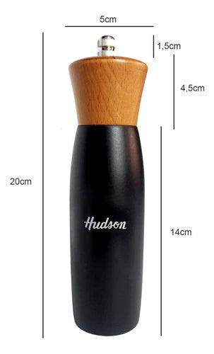 Molinillo De Madera Hudson Laqueado Color Negro 20 Cm