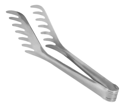 Pinza Peine Acero Inoxidable 20 cm Pasta Ensalada Plateado