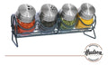 Rack Especiero de 4 Jarros con Tapa de Acero Inoxidable Plateado