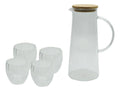 Set Jarra Vidrio + Set 4 Vasos Vidrio A Rayas Hudson Color Transparente