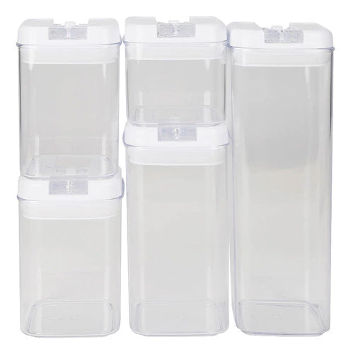 Set x5 Frascos Plásticos Herméticos con Tapa Rectangulares