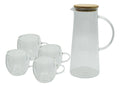 Set Jarra Vidrio + Set 4 Vasos Con Asa 150ml Hudson Oficial