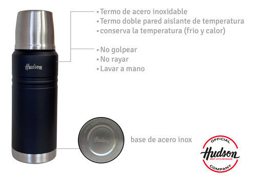 Termo 750 ML Negro de Acero Inoxidable de Doble Pared