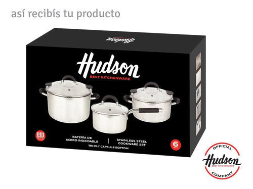 Bateria de Acero Inoxidable 6 Piezas Tapa Colador Plateado