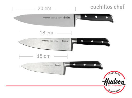 Set x3 Cuchillo Profesionales Acero Inoxidable 20 + 18 + 15 cm