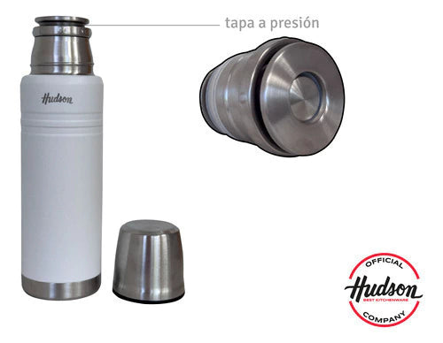 Termo Blanco Acero Inoxidable 500 + Mate Vaso Blanco 140 ml