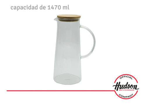 Set Jarra Vidrio + Set 4 Vasos Con Asa 150ml Hudson Oficial
