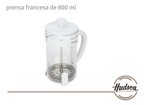 Cafetera Francesa de Vidrio Embolo Blanca 800 ml