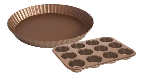 Set Tartera 28 cm + Muffins x12 Cupcakes Antiadherente