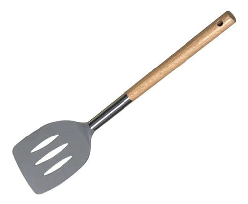 Espatula Ranurada De Cocina Con Mango De Madera