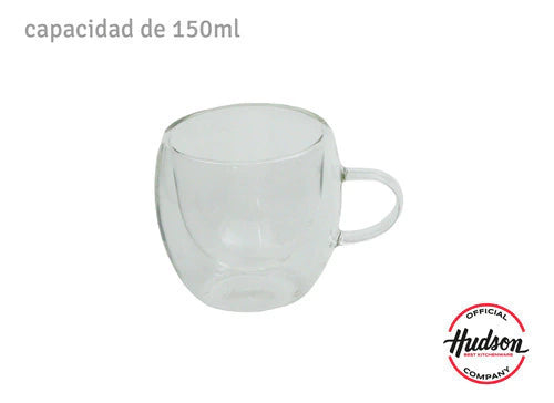 Set Jarra Vidrio + Set 4 Vasos Con Asa 150ml Hudson Oficial