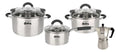 Batería de Acero Inoxidable 6 piezas + Cafetera Acero Pulido 6 Pocillos