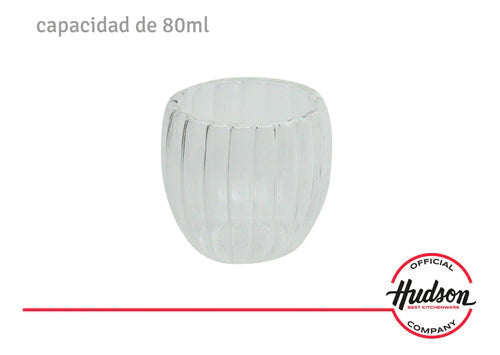 Set 6 Vasos Doble Pared Vidrio Rayado De 80ml Hudson