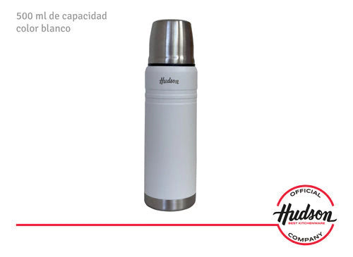 Termo Blanco Acero Inoxidable 500 + Mate Vaso Blanco 140 ml