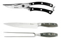 Set Cuchillo + Tenedor + Tijera de Acero Inoxidable p/ Parrilla
