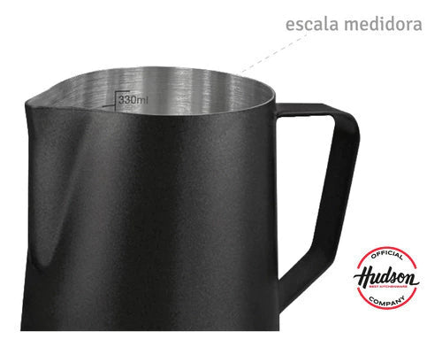 Jarro Negro Pitcher W30 330ml Barista Arte Latte Cafe Lechero