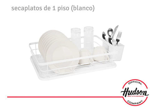 Secaplatos Escurridor Acero Hudson 1 Piso Bandeja Cocina Bz3 Color Blanco Sp09