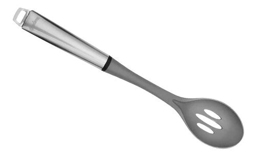Cuchara Hudson De Nylon Gris Con Mango Acero Inoxidable