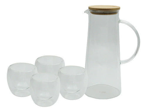Set Jarra Vidrio + Set 4vasos Doble Vidrio Hudson Oficial