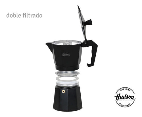 Cafetera Aluminio Negra 9 Tazas Cafe Full Black