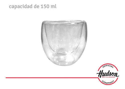 Set De 2 Vasos Café 150ml Doble Pared de Vidrio