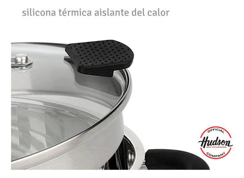 Bateria de Acero Inoxidable 6 Piezas Tapa Colador Plateado