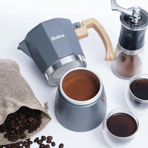 Cafetera Esmaltada Italiana Gris Moka 6 Pocillos