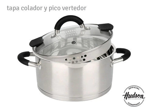 Bateria de Acero Inoxidable 6 Piezas Tapa Colador Plateado